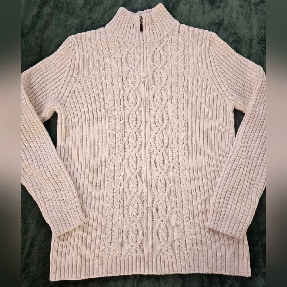 Lands' End Cable Knit Quarter Zip Sweater